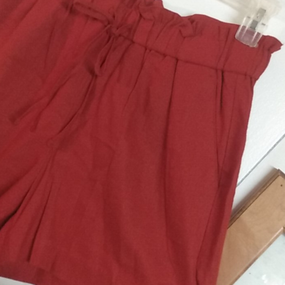 Banana Republic Terracotta Red  Linen Blend Shorts Bag Waist - Picture 4 of 11